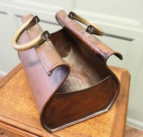 Arts And Crafts Copper Gladstone Bag, Planterarts And Crafts Copper Gladstone Bag, Planter photo for sale