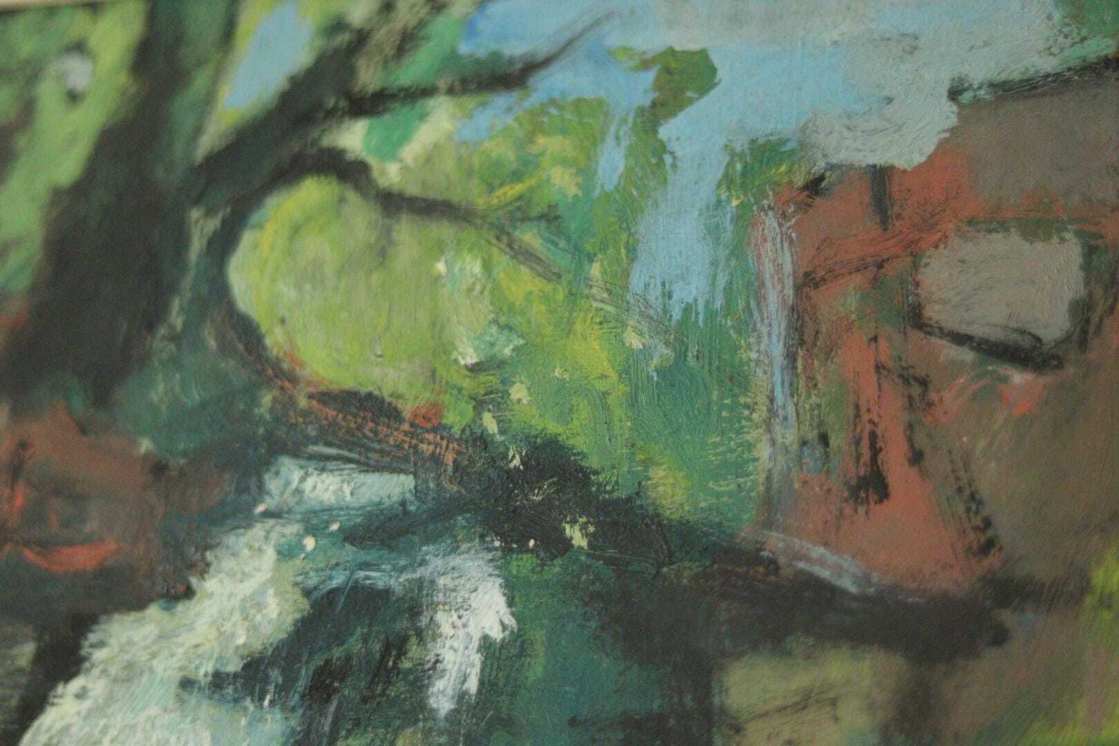 Original Swedish Oil On Panel Painting "Waterfall" By John Börén | Vintage & Framed – 58 × 37 Cm | 22.8 × 14.6 In photo buy