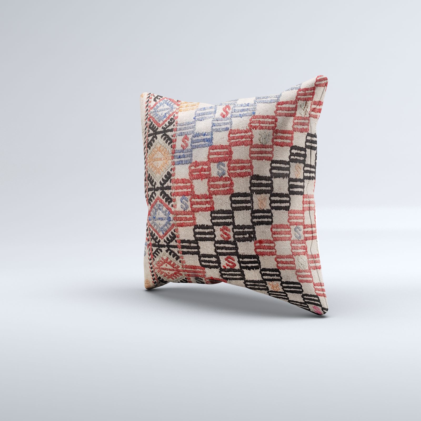 Vintage Turkish Kilim Cushion Cover 60x60 Cm Square Wool Large Pillowcase photo for sale