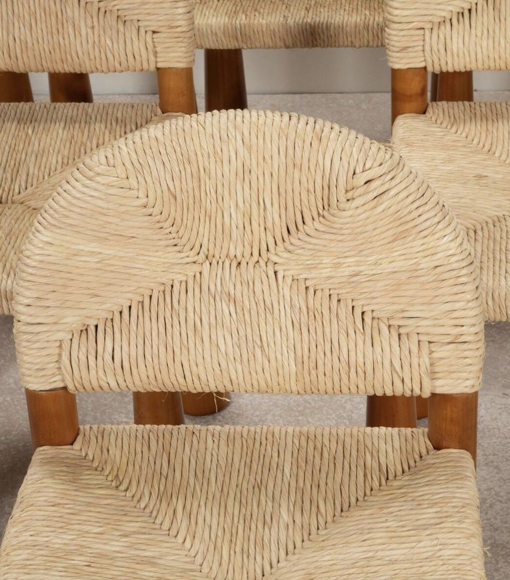 Mid Century Set Of 6 Italian Dining Chairs By Alessandro Becchi, 1970s photo for sale