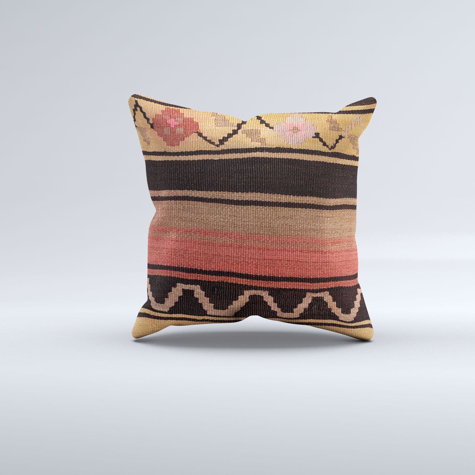 Vintage Turkish Kilim Cushion Cover 60x60 Cm Square Wool Large Pillowcase 66528