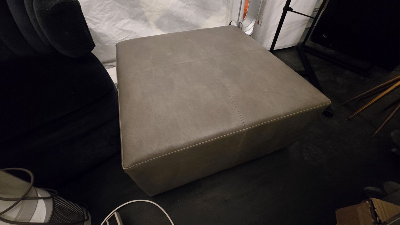 Grey Leather Ottomann Coffee The Sofa & Chair Company photo for sale
