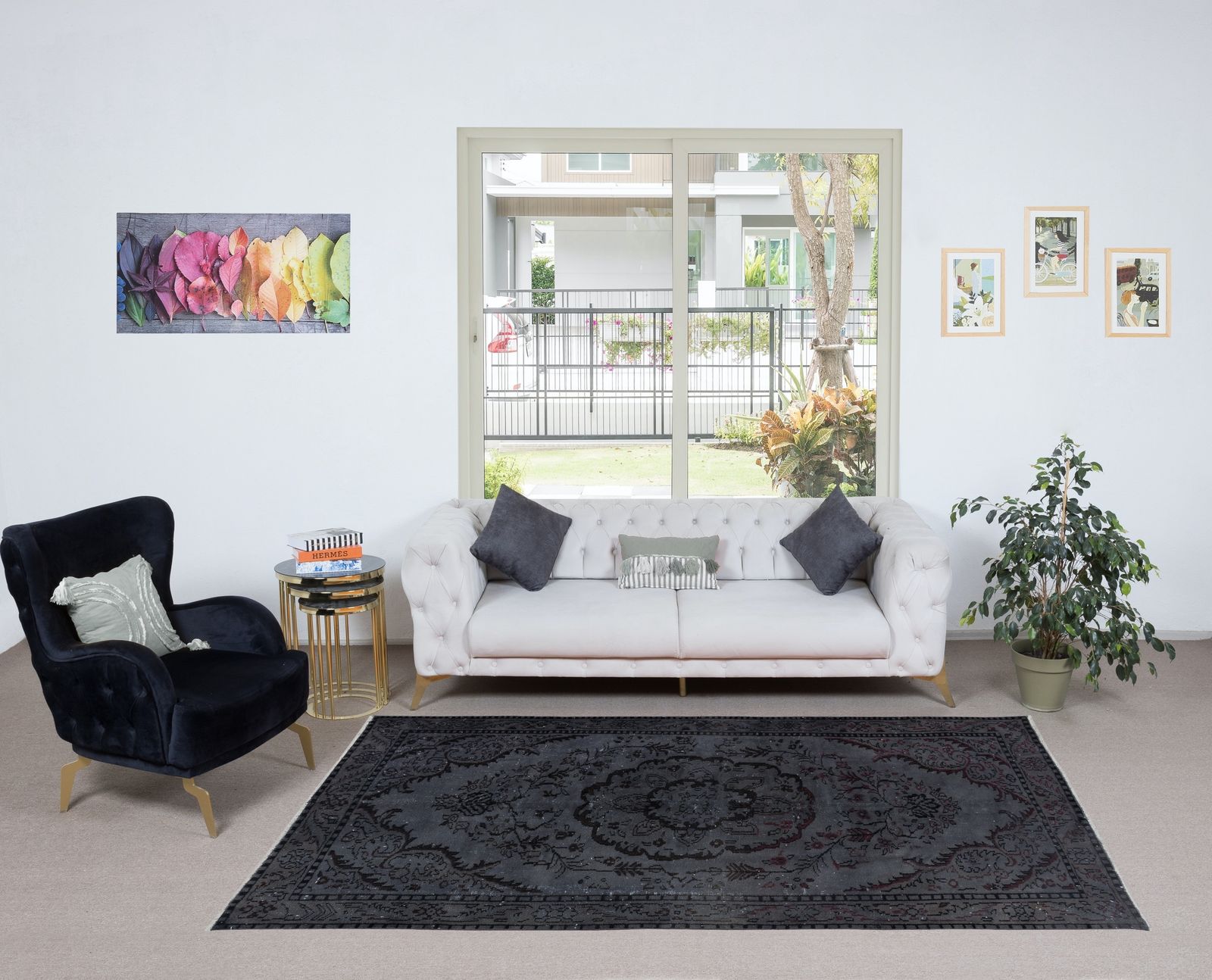 5.4x8.7 Ft Handmade Turkish Rug In Dark Gray, Great 4 Modern Interiors photo for sale