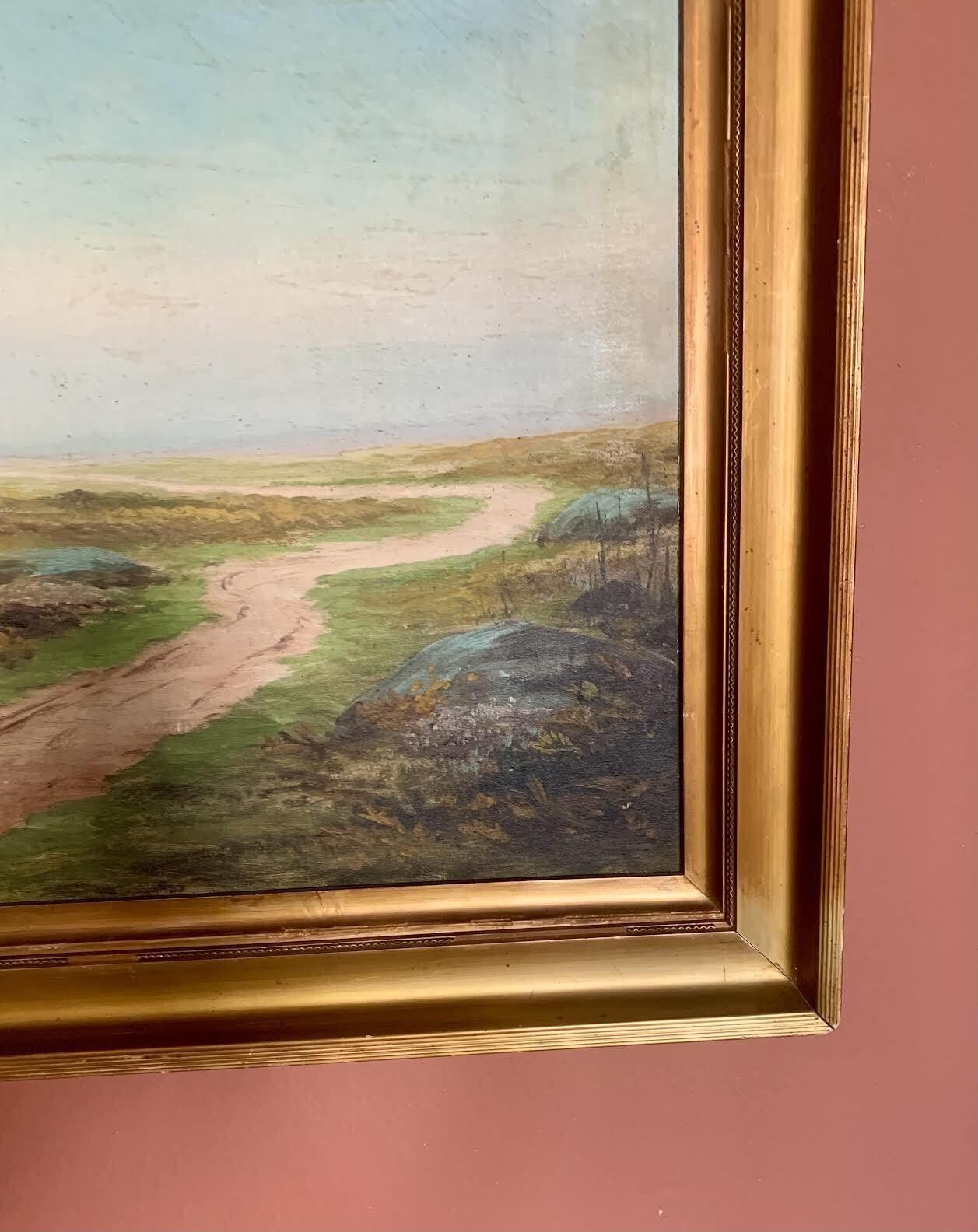 Gilt Framed Landscape Oil Painting Signed Hilda Walker 2 Of 2 photo vintage