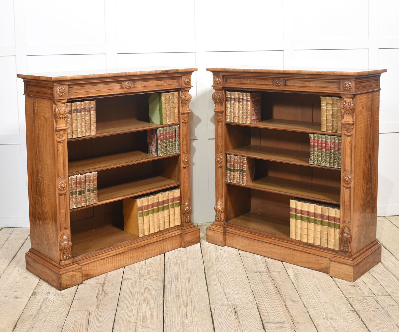 Pair Of 19th Century Walnut Open Bookcases