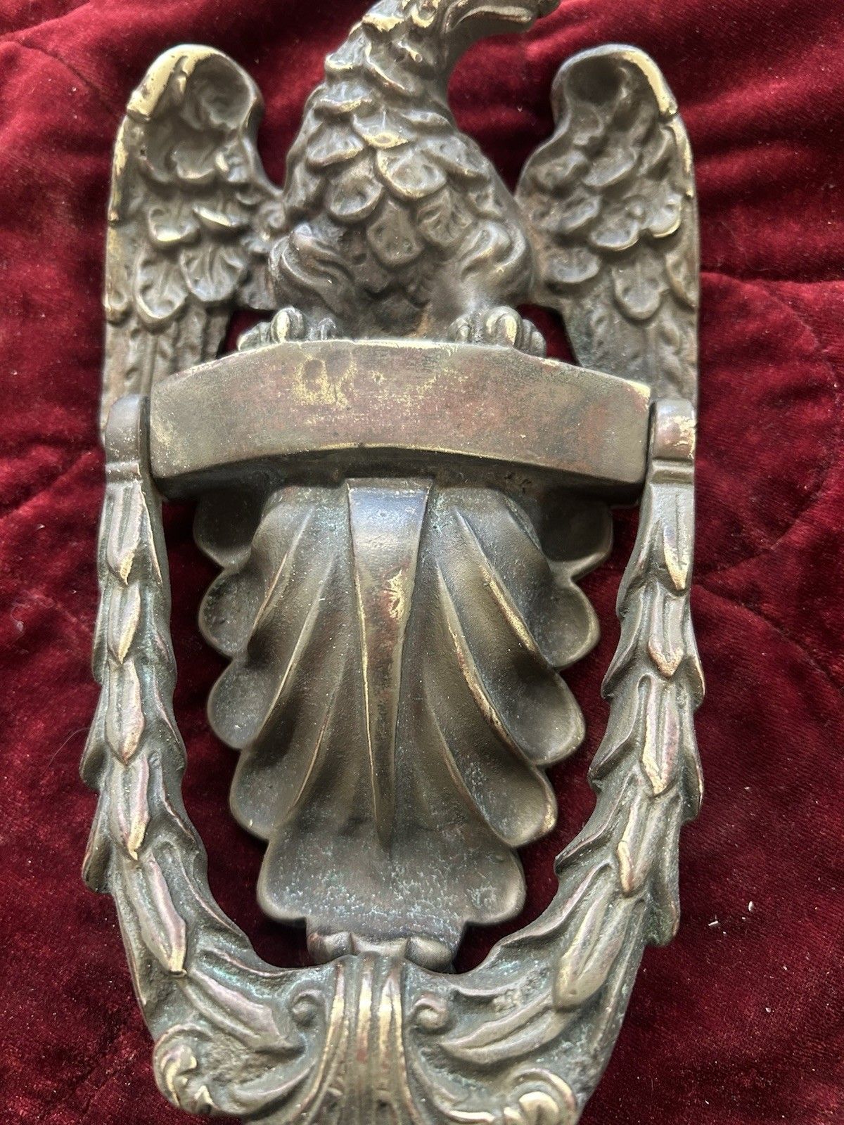 Large Antique Brass Door Knocker Old Period Reclaimed Antique Iron Eagle 1.6kg photo 349.0