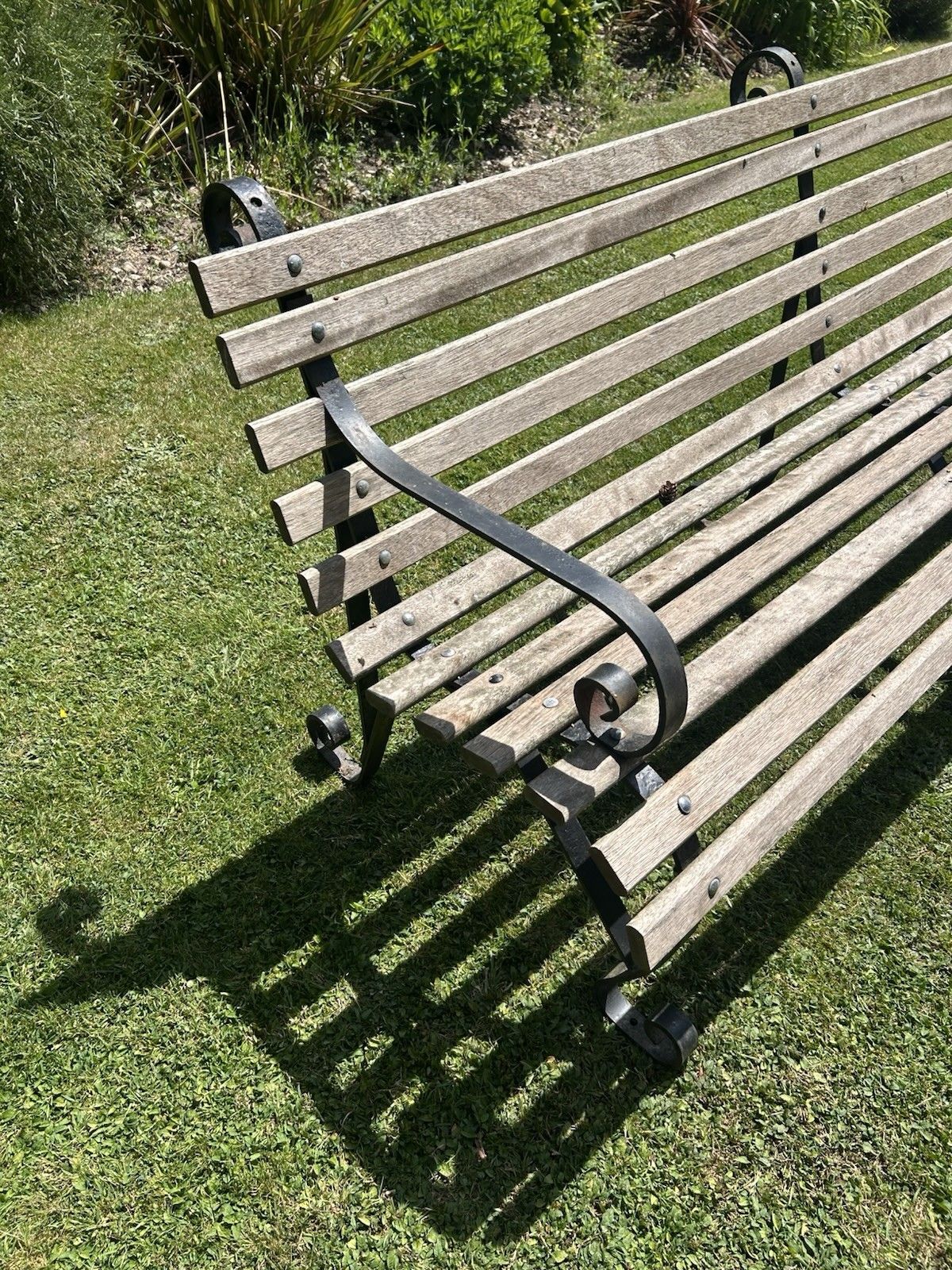 Antique Wrought Iron Garden Bench Seat Chair Victorian 10ft Period Old Reclaim photo for sale