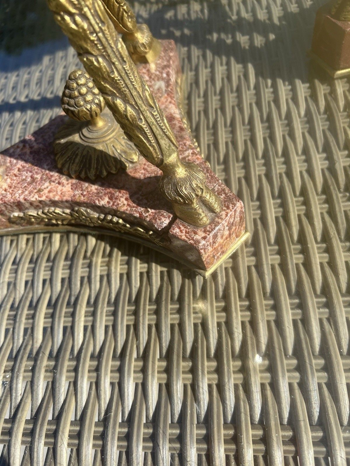 photo for sale Pair Of Gilt Bronze & Marble Table Lamps French Louis XVI Old Period Antique Set