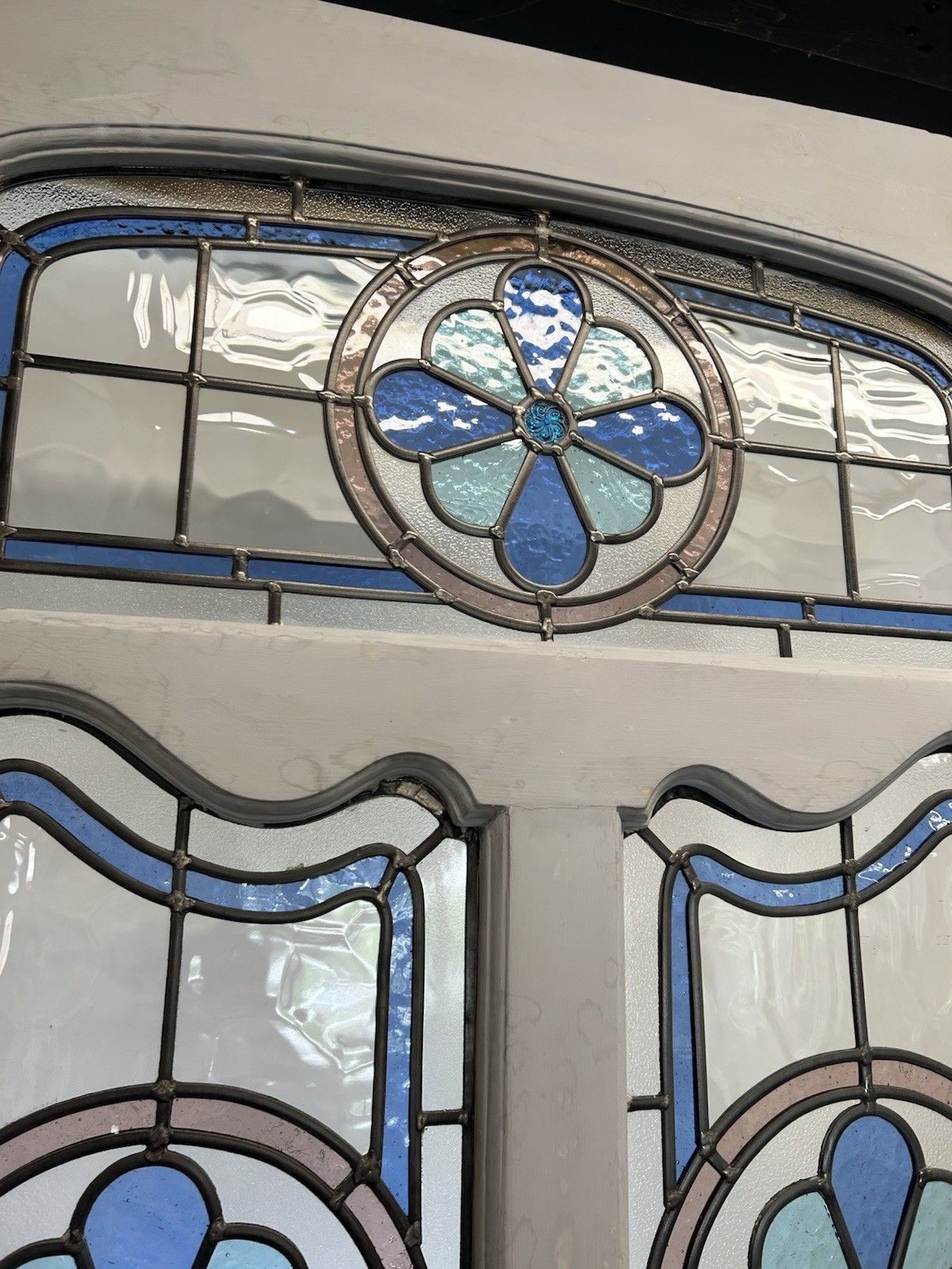 photo for sale Large Edwardian Stained Glass Front Door Old Antique Period Reclaimed Refurb