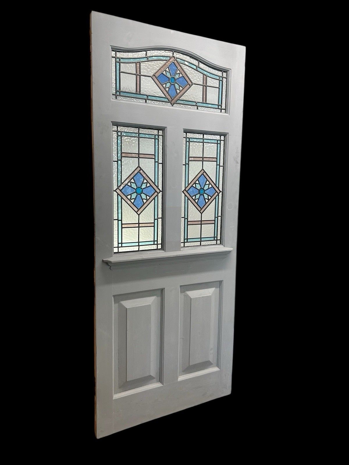 Large Edwardian Stained Glass Front Door Old Antique Period Reclaimed Refurb photo furniture