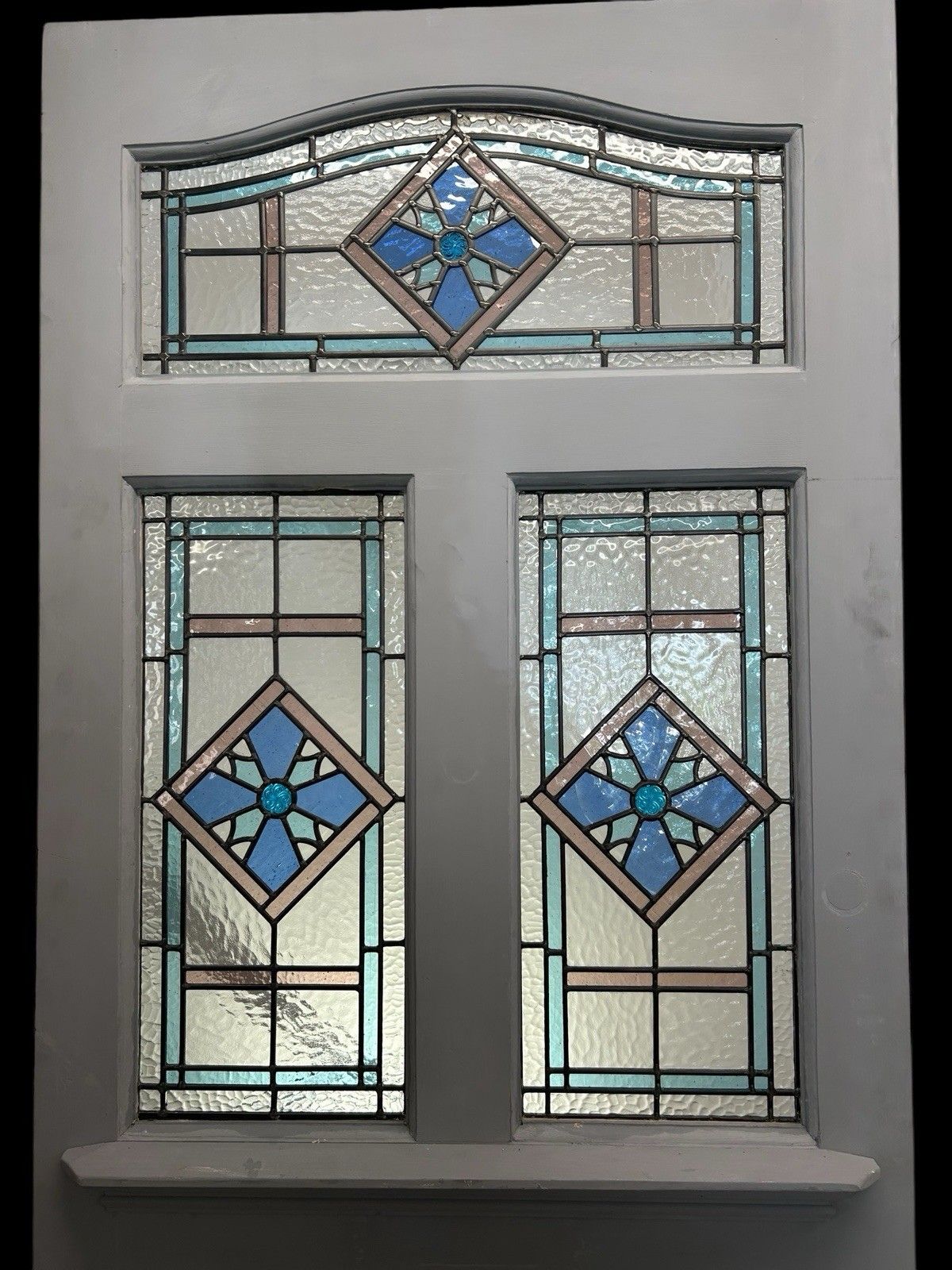 Large Edwardian Stained Glass Front Door Old Antique Period Reclaimed Refurb photo vinterior