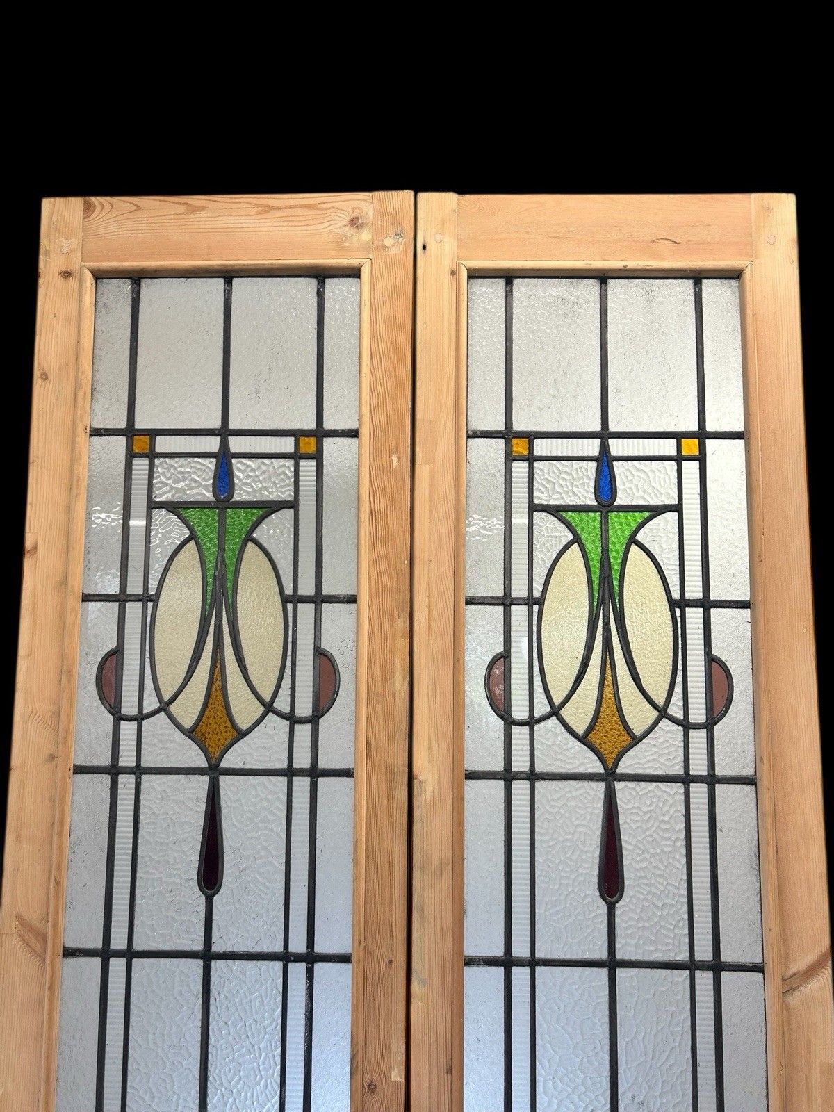 photo for sale Art Deco French Doors Room Dividers Stained Glass Old Period Reclaimed Antique