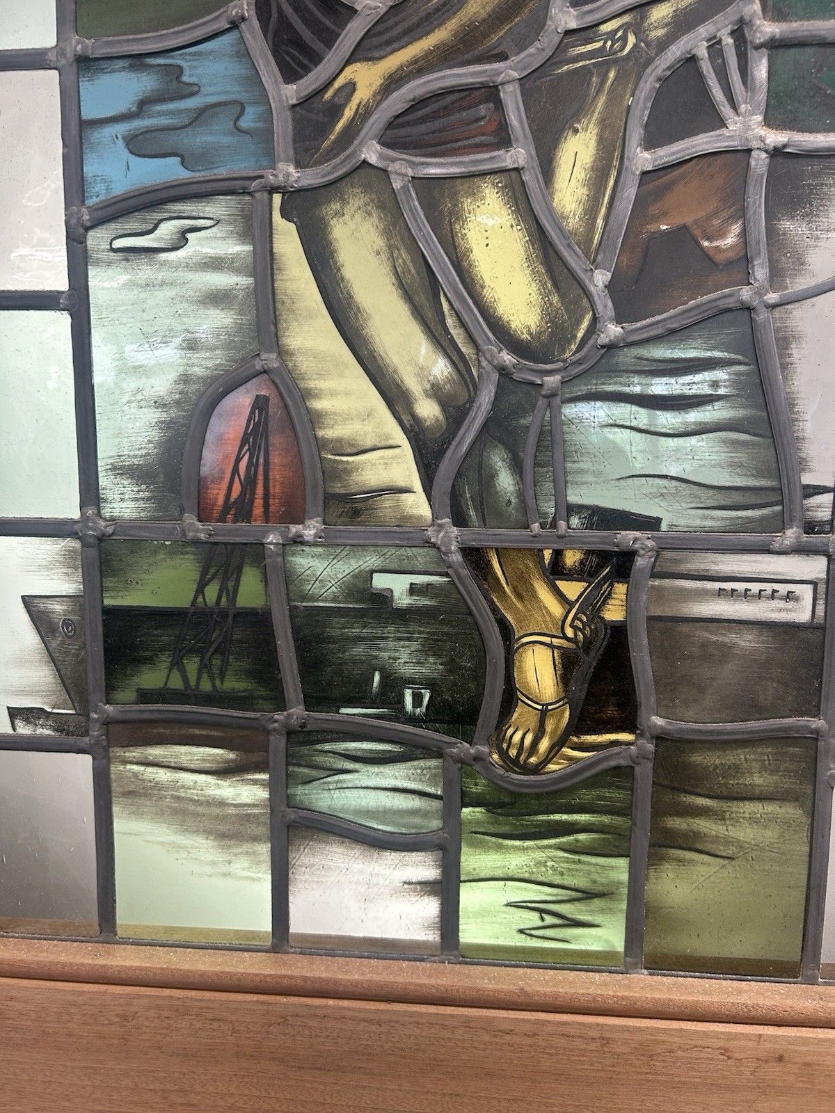 Home Fixtures Hand Painted Stained Glass Front Door Antique Reclaimed Restored Wood Leaded Old photo