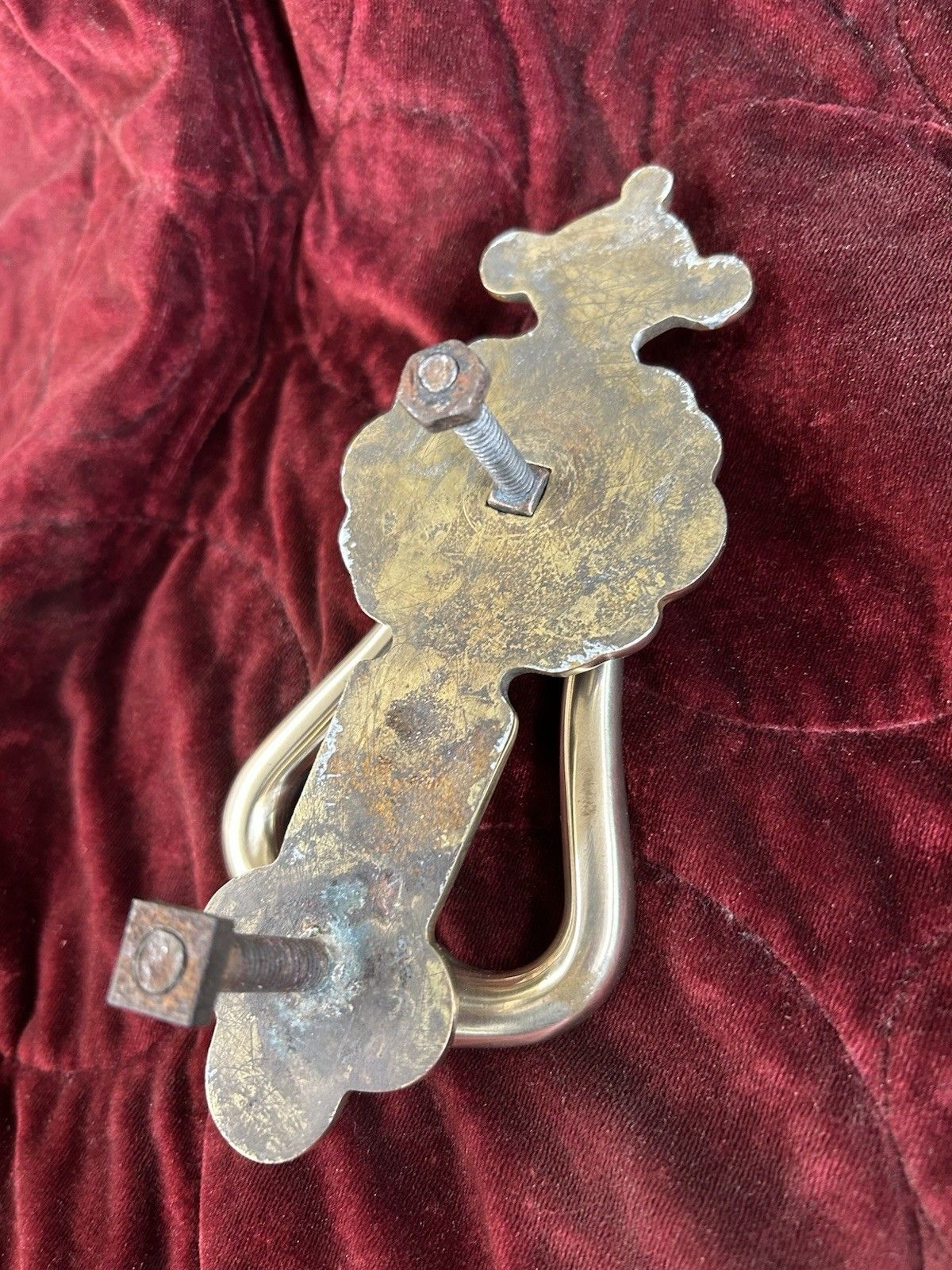 Antique Solid Brass Front Door Knocker Old Reclaimed Period Victorian Handle photo vintage