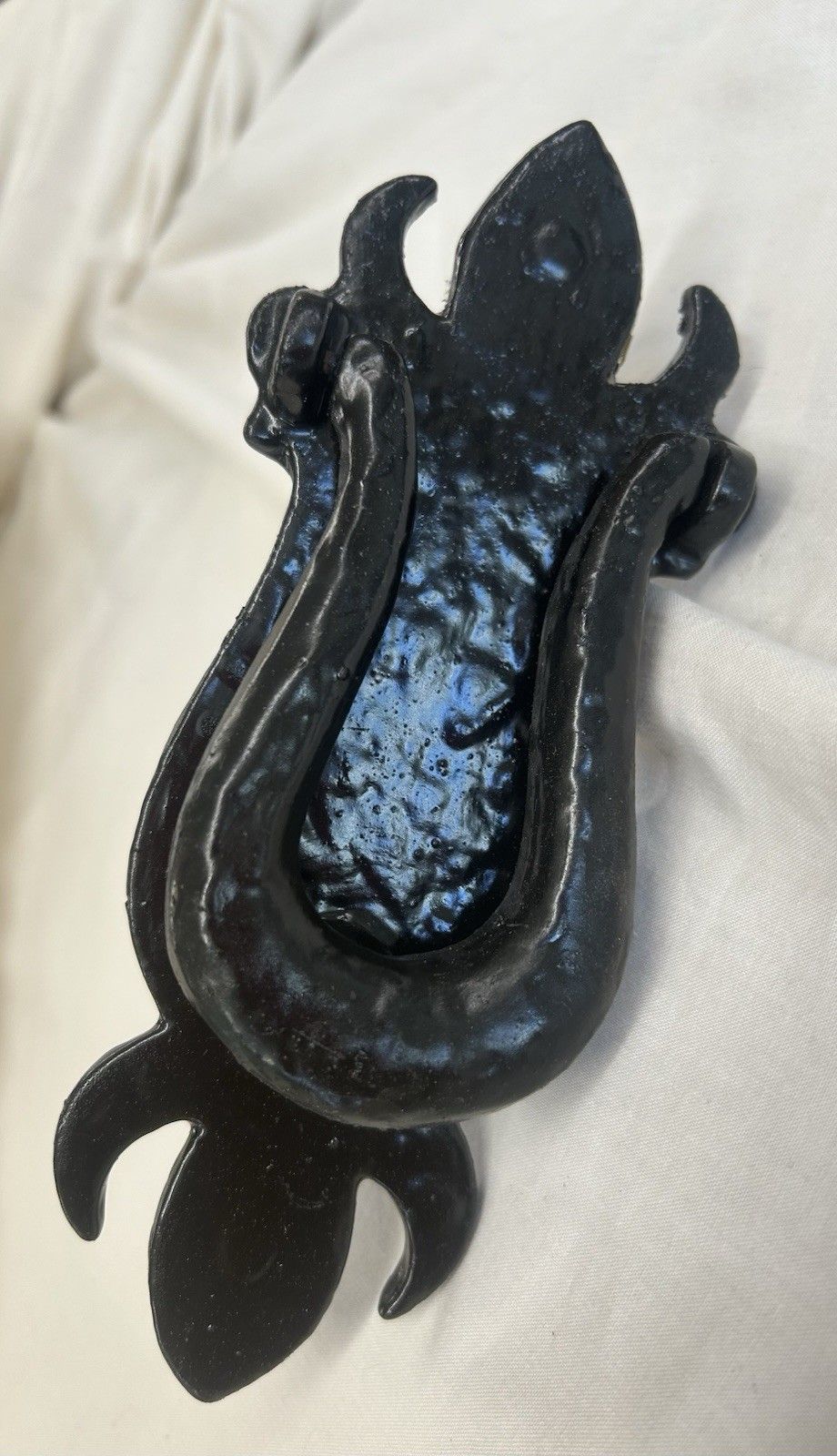 Old  Antique Front Door Knocker Period Cast Iron Gothic Tudor Metal Reclaimed