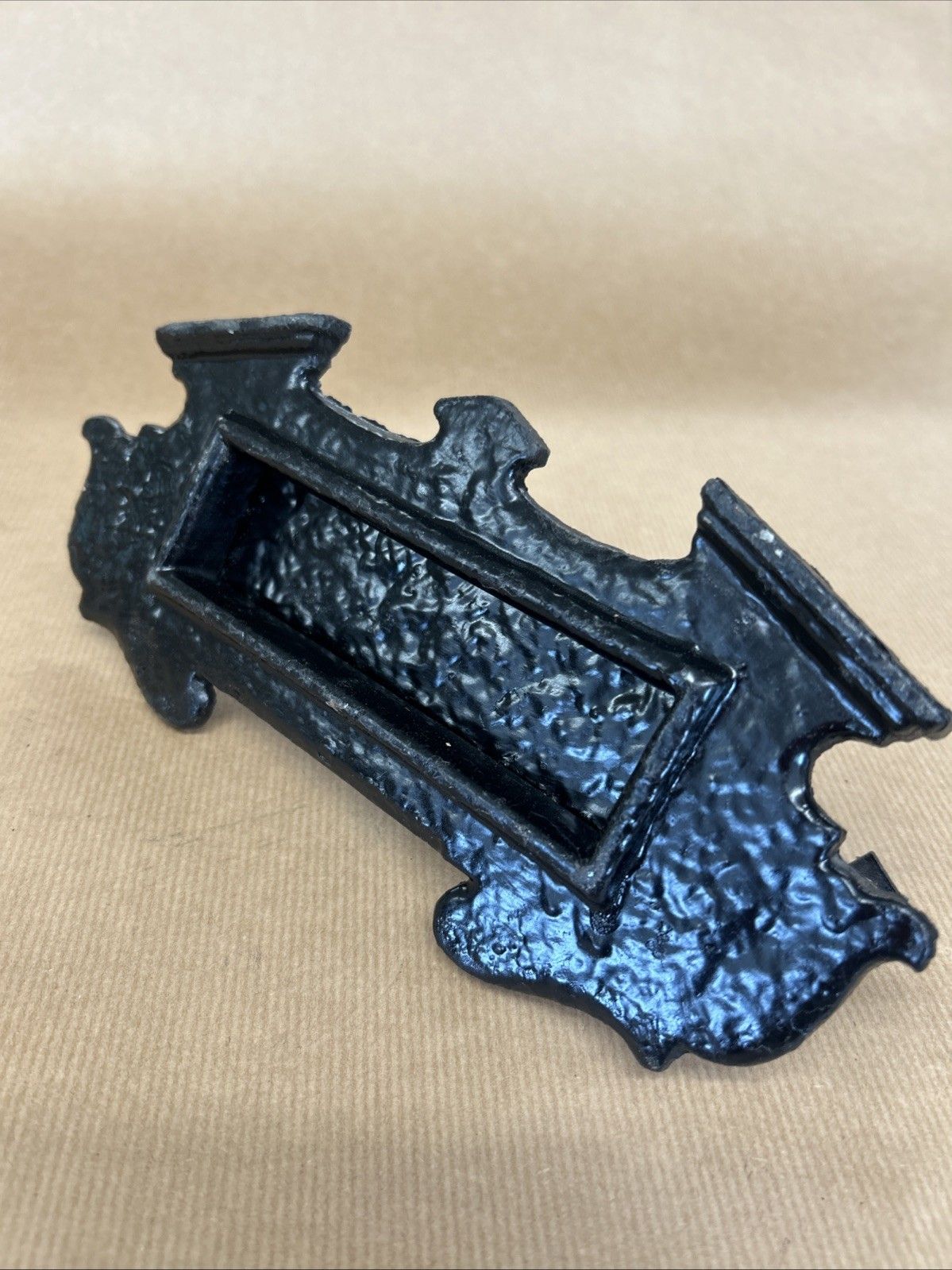 Old Antique Front Door Letterbox Period Cast Iron Victorian Metal Reclaimed photo for sale