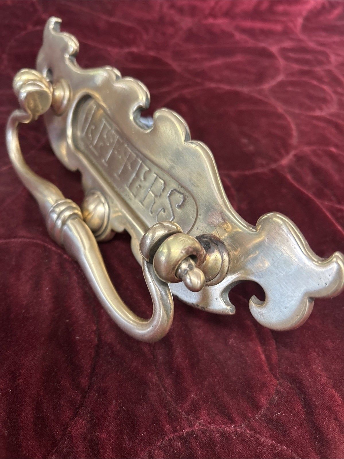 Antique Solid Brass Front Door Letterbox Knocker Old Reclaimed Period Victorian photo vinterior