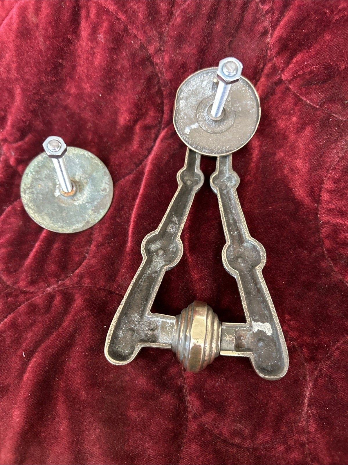 Rare Solid Brass Front Door Knocker Old Reclaimed Period Victorian Antique Metal photo buy