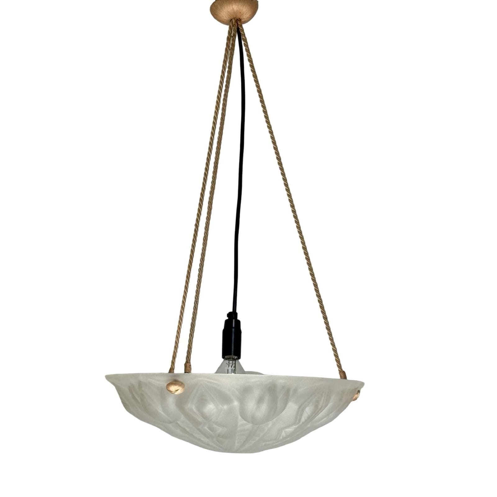 Art Deco   Ceiling Fixture   France   In The Style Of Degue   Matt Glass photo for sale