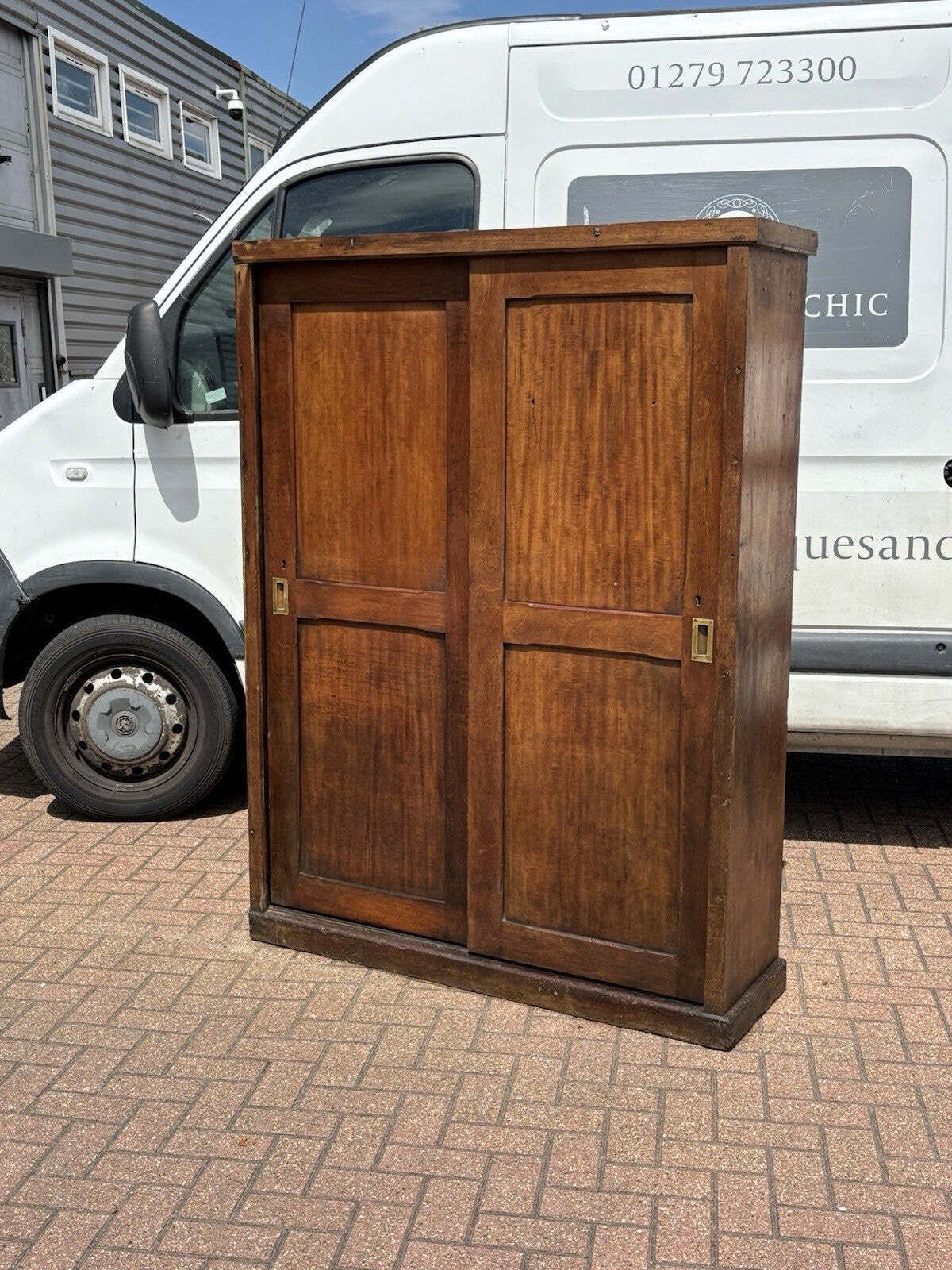 Edwardian Shop Cupboard With Pigeon Holes And Shelving. Sliding Doors. photo Furniture