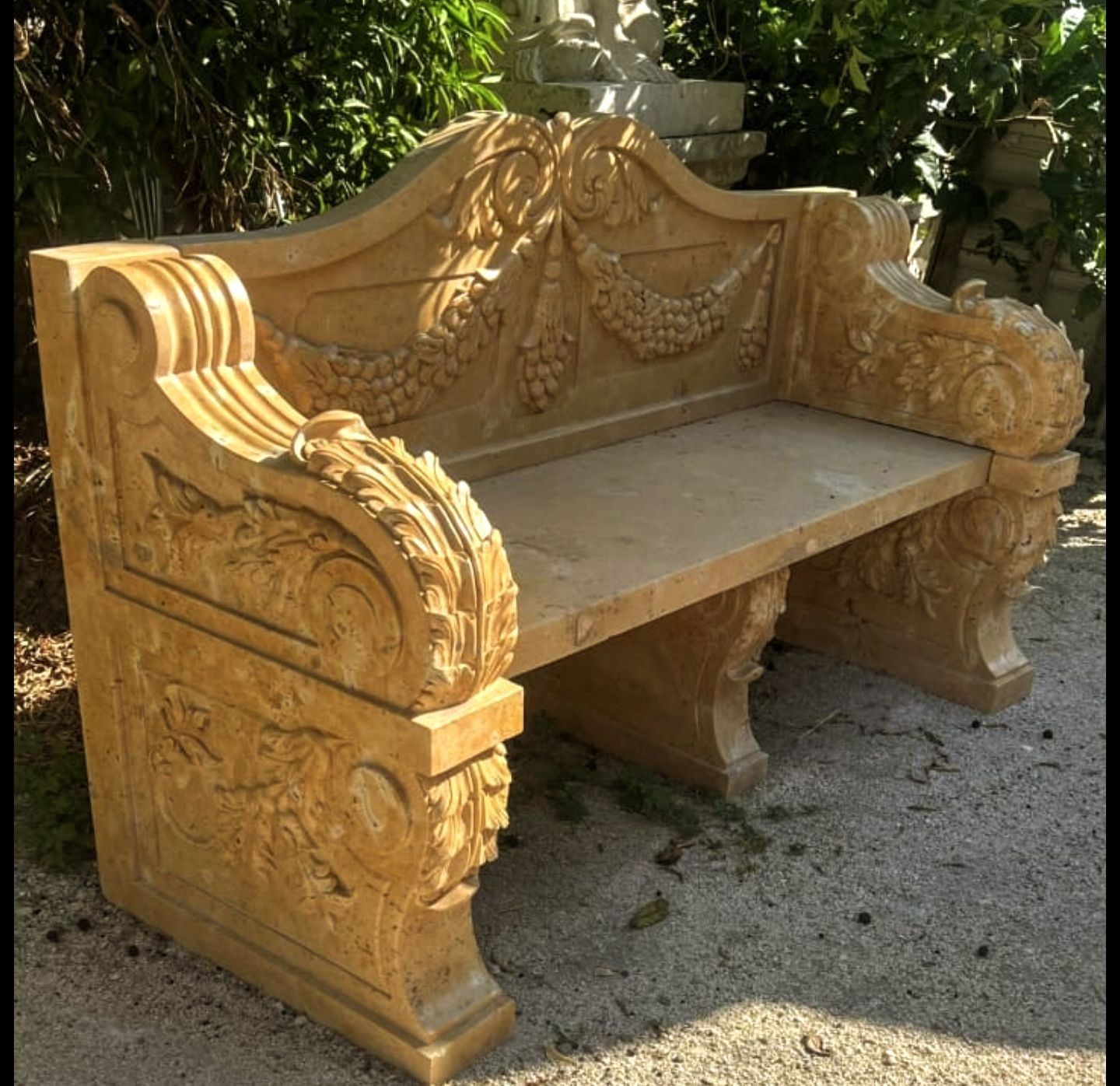 Garden Furniture Extraordinary Italian Vienna Marble Finely Carved Bench  Delivery Available 0117. photo