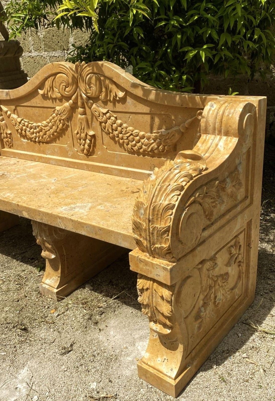 11995.0 Extraordinary Italian Vienna Marble Finely Carved Bench  Delivery Available 0117. photo