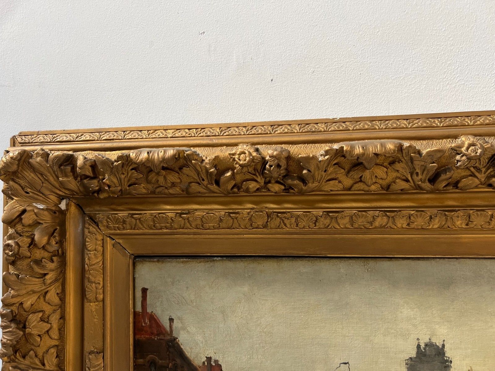 photo buy Oil On Canvas "View Of The City On The Canal" By Franck Boggs 19th Century