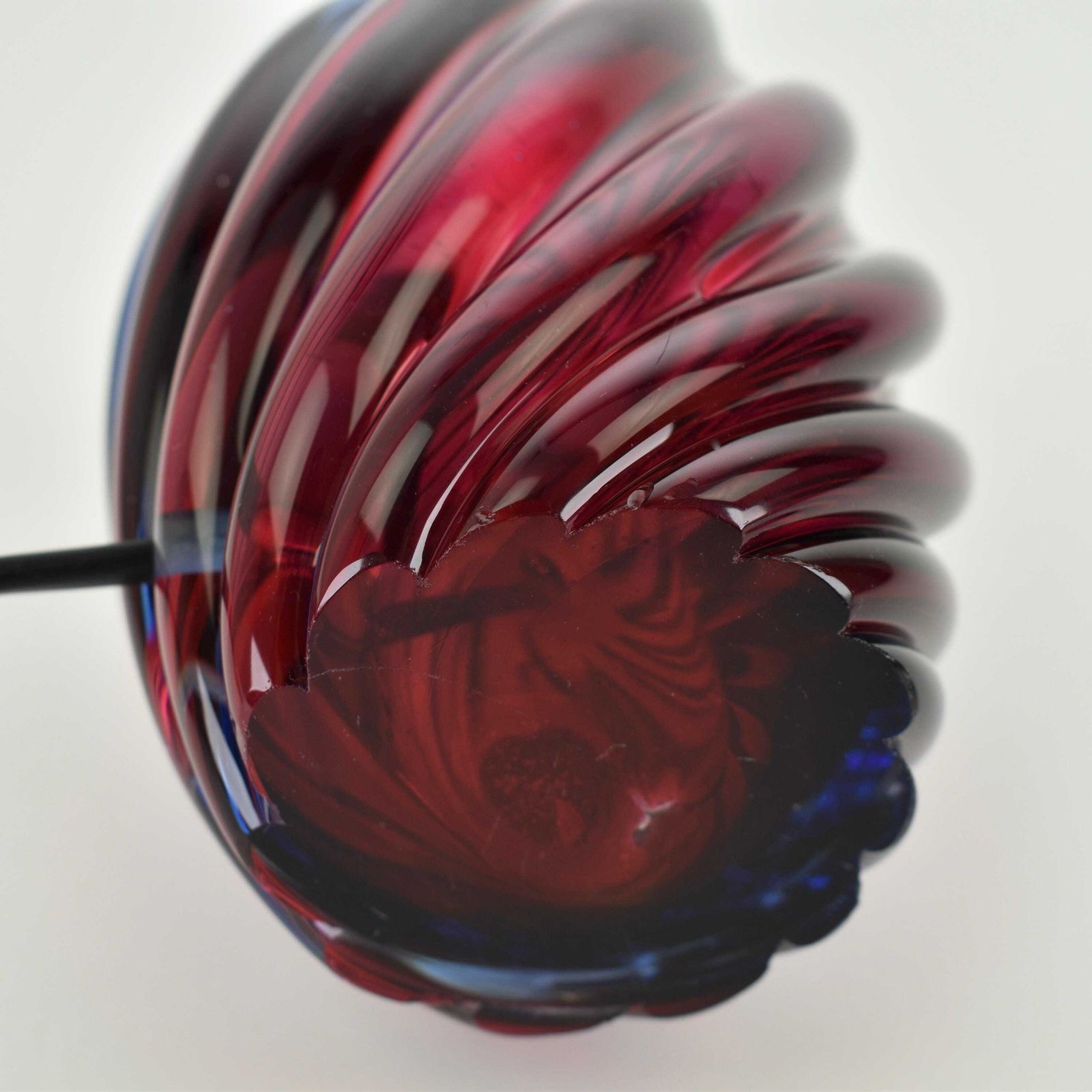 photo for sale 1960s Murano Glass Table Light | Vintage Mid Century Modern Italian Accent Lamp Cobalt Blue Pink Red Retro Sommerso Seguso Mcm 1950s 1960s