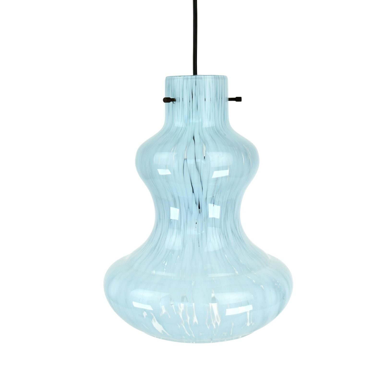 1960s Cloud Glass Pendant Light Blue Mid Century Modern | Ceiling Lamp Murano Glass Gino Vistosi | Italian Vintage Clichy Massimo Vignelli