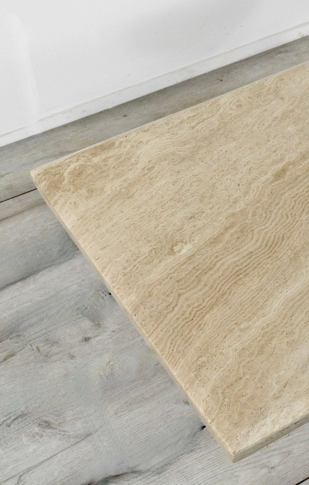 1970s Italian Travertine Minimalist Geometric Coffee Table. Vintage Modern / Midcentury / Retro. photo furniture