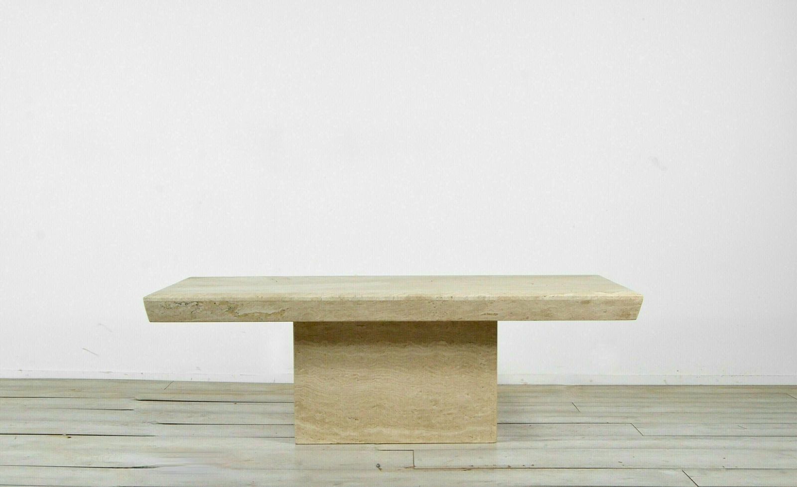 1970s Italian Travertine Minimalist Geometric Coffee Table. Vintage Modern / Midcentury / Retro. photo 1499.0
