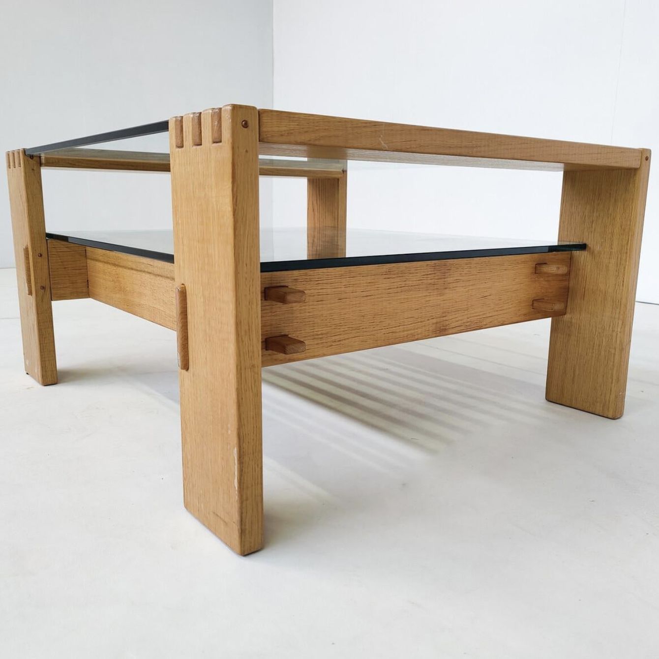 photo for sale Mid Century Modern Coffee Table By Rivadossi, Wood And Glass, Italy