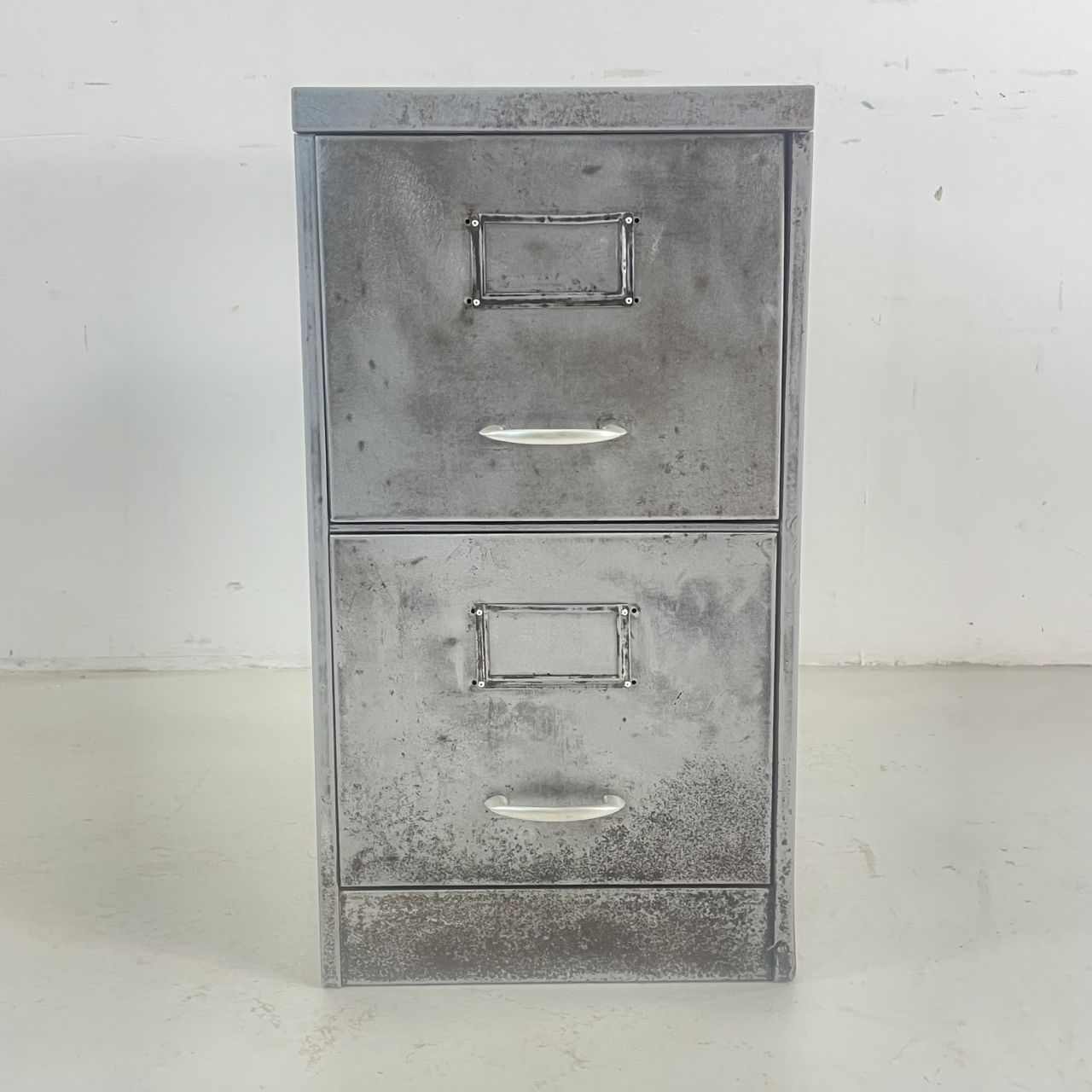 Polished Steel 2 Drawer Filing Cabinet photo for sale