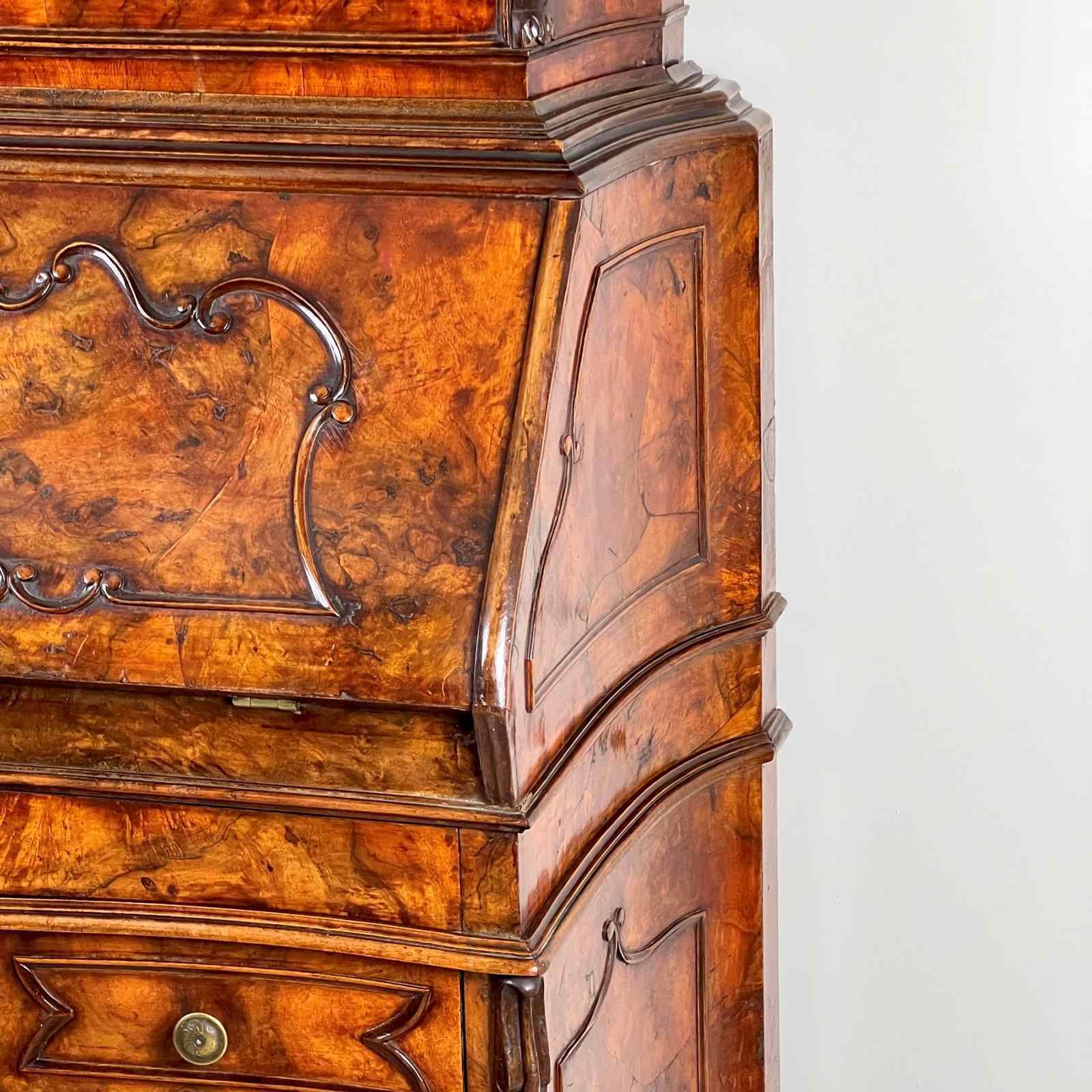 A 19th Century Venetian Mirrored Bureau Bookcase In Briar Wood photo vintage
