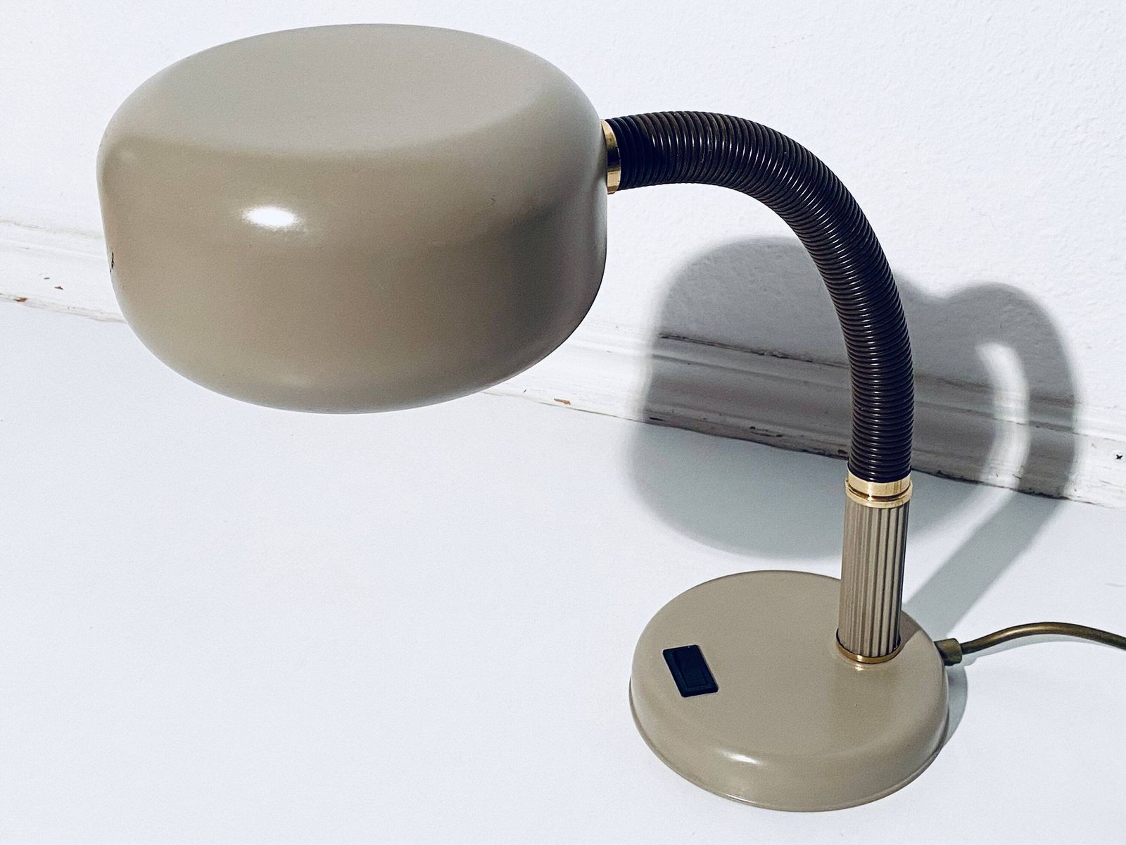 Vintage 1980s Industrial Light Brown Table Desk Lamp / Vintage Office Decor / Brown Gold