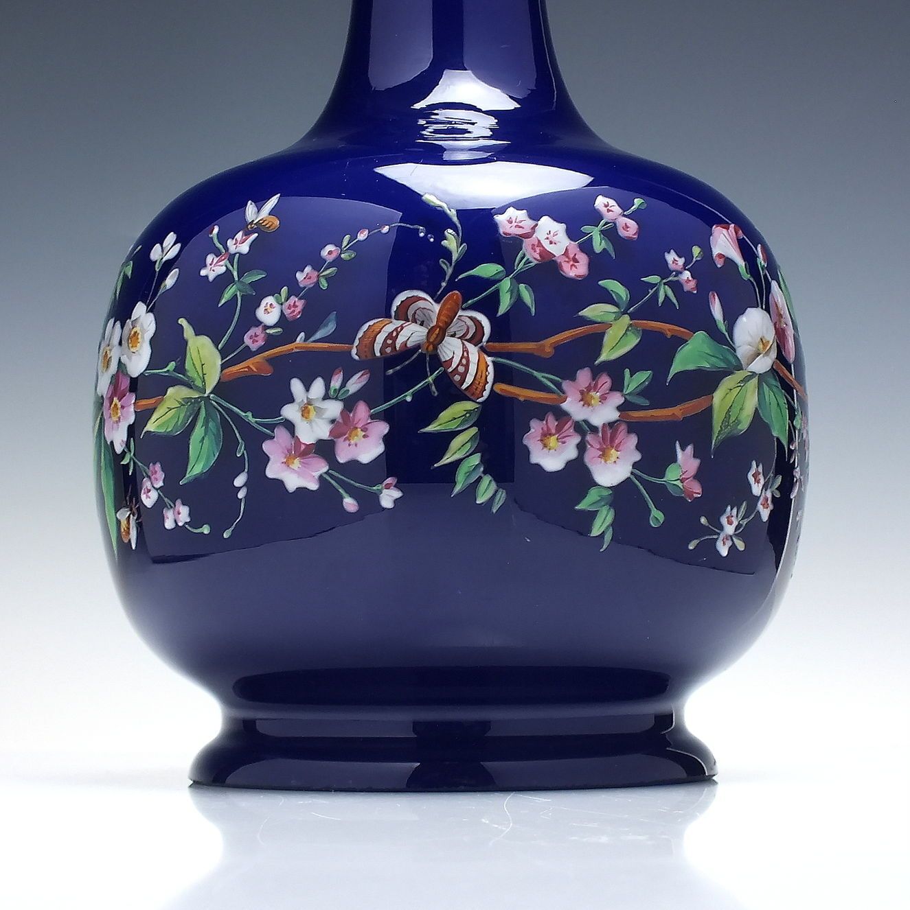 Rare Pair Large Japanese Enamelled Glass Insense Burner Vases C1900 photo 1750.0