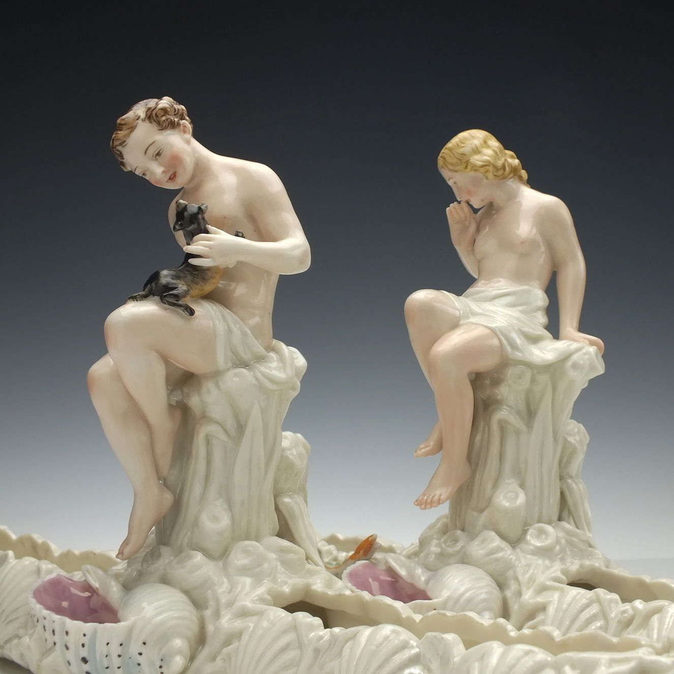 Rare Pair Of Royal Worcester Porcelain Fruit Or Stem Vases C1869 photo for sale