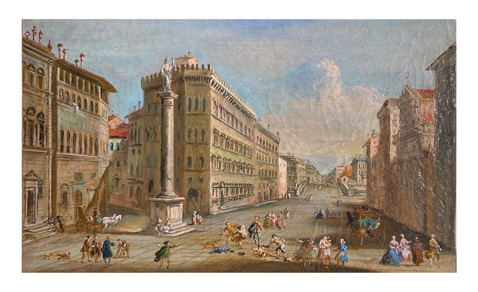 Giuseppe Zocchi (Circle Of), View Of Piazza Santa Trinita In Florence – 18th Century photo furniture