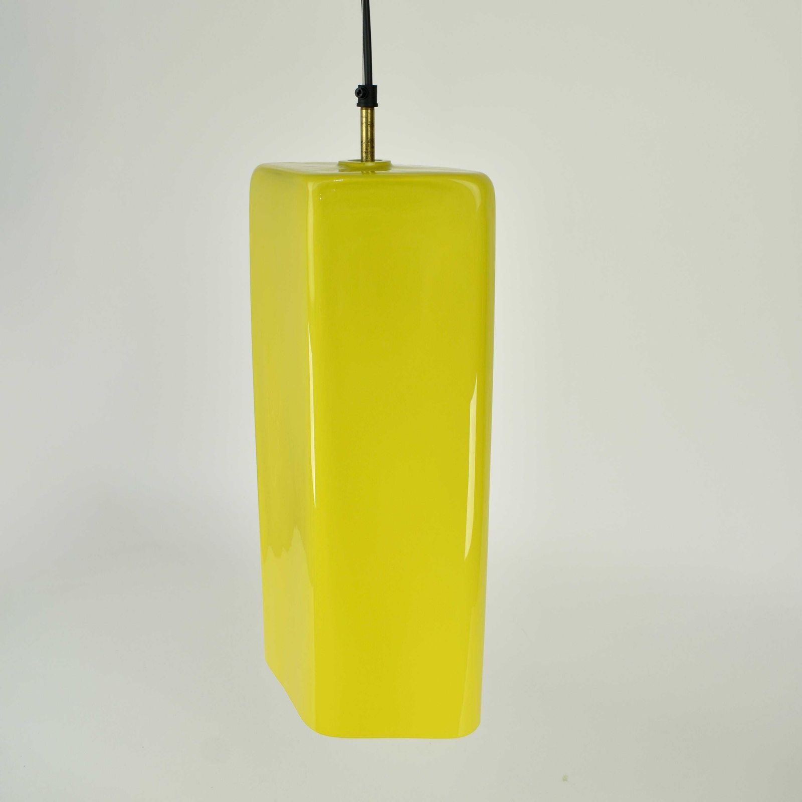 Rare 1950s Murano Glass Pendant Light Massimo Vignelli Vistosi Venini | Rhomboid Diamond Yellow Ceiling Lamp Mid Century Modern Vintage photo 980.0
