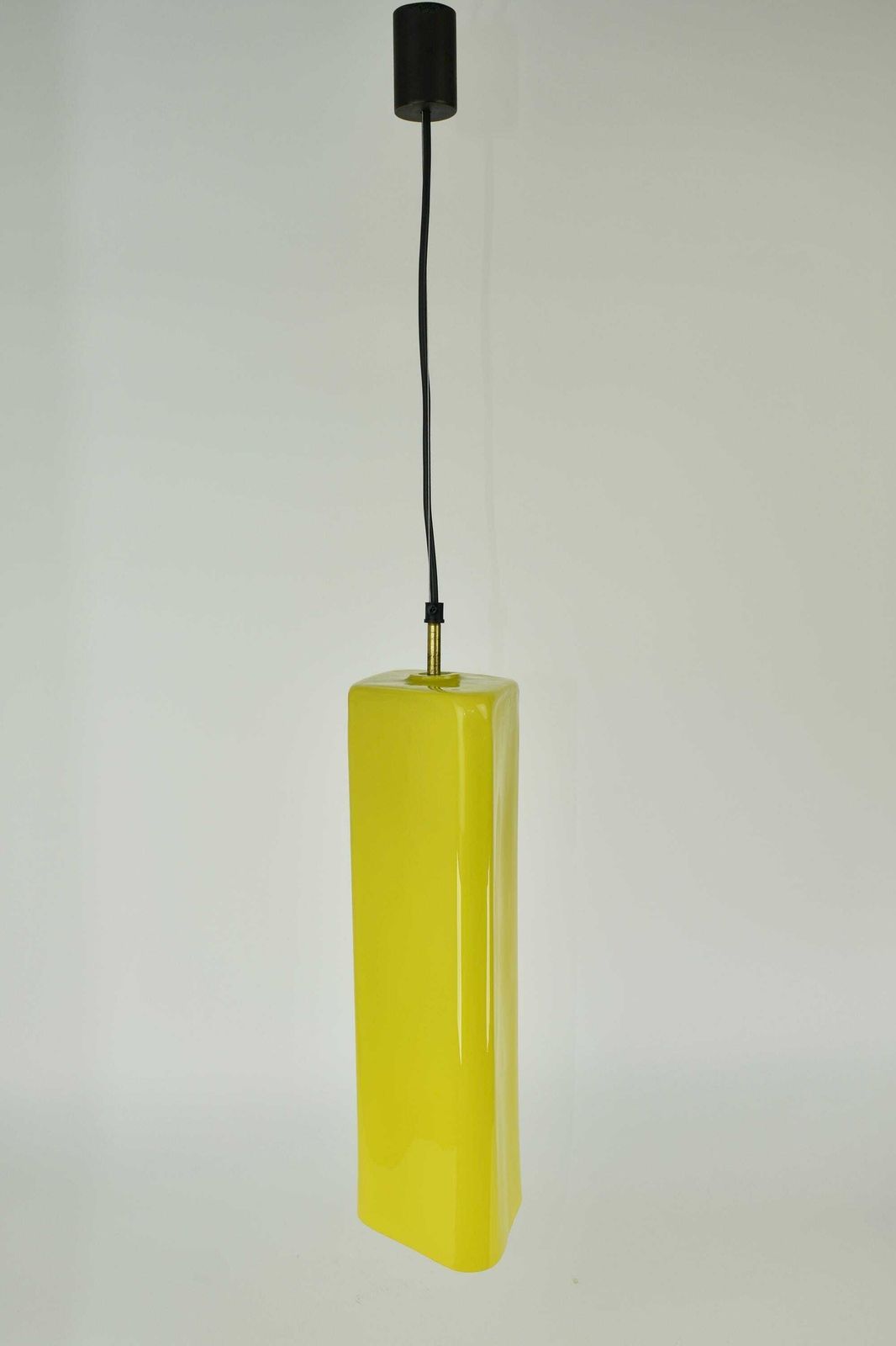 Zeldzame Jaren 1950 Murano Glazen Hanglamp Massimo Vignelli Vistosi Venini | Ruitvormige Gele Plafondlamp Mid Century Modern Vintage photo vinterior