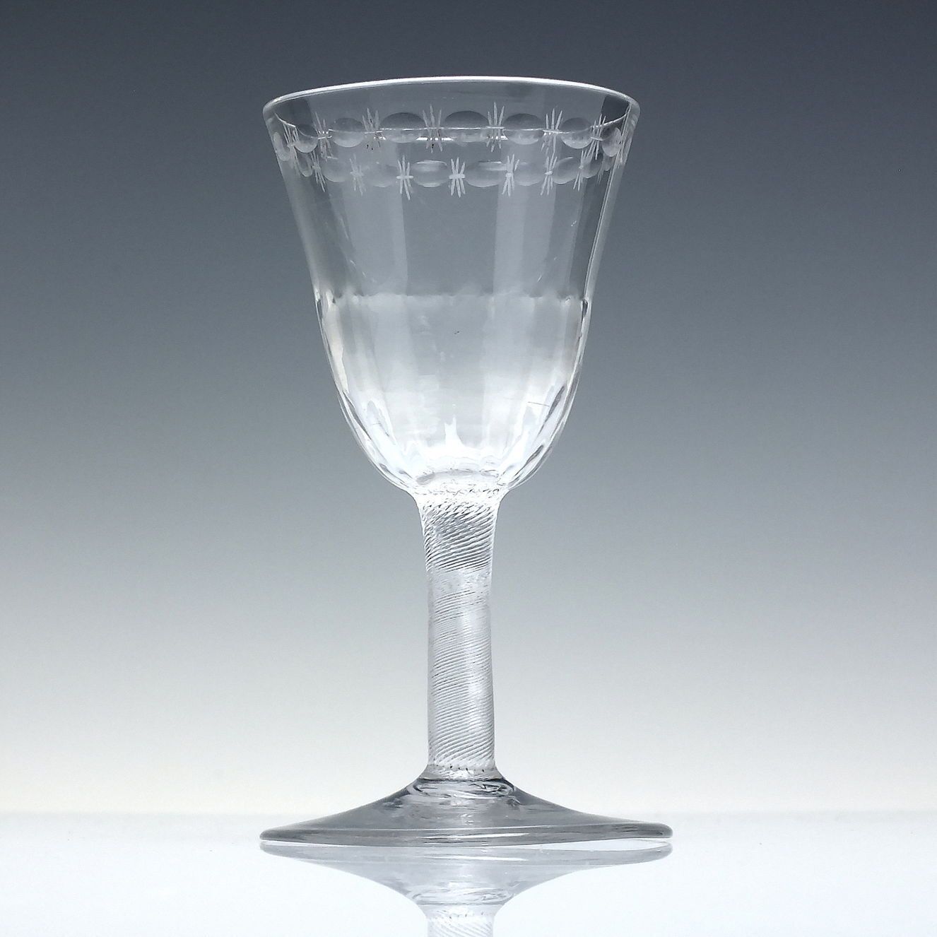 18th Century Incised Twist Wine Glass C1755 photo furniture
