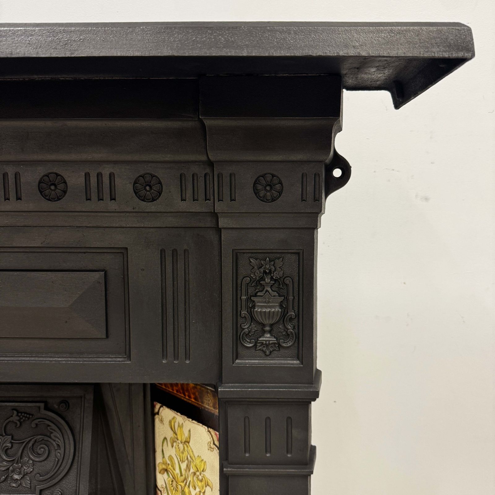 Antique Victorian Tiled Cast Iron Combination Fireplace photo vintage