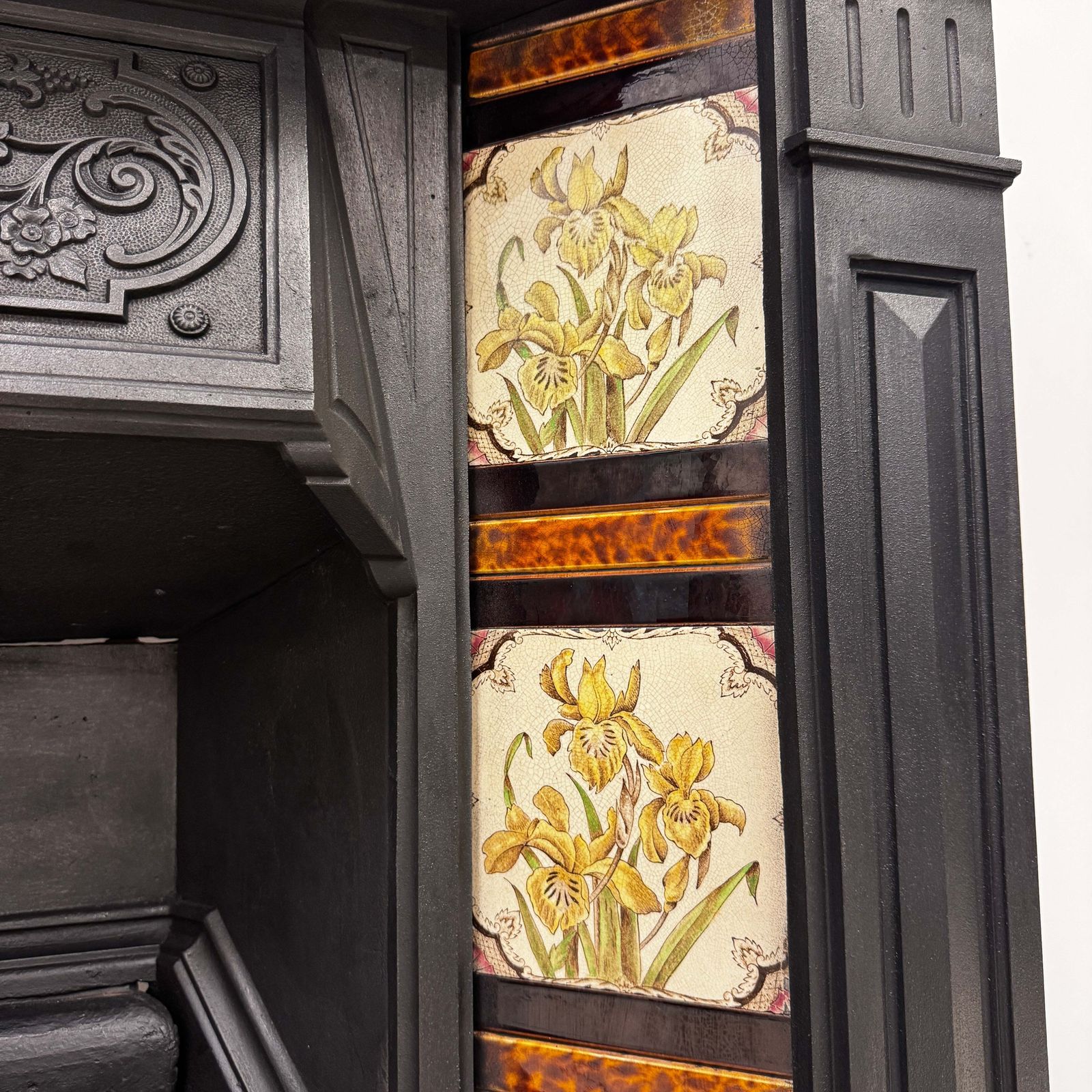 Home Fixtures Antique Victorian Tiled Cast Iron Combination Fireplace photo