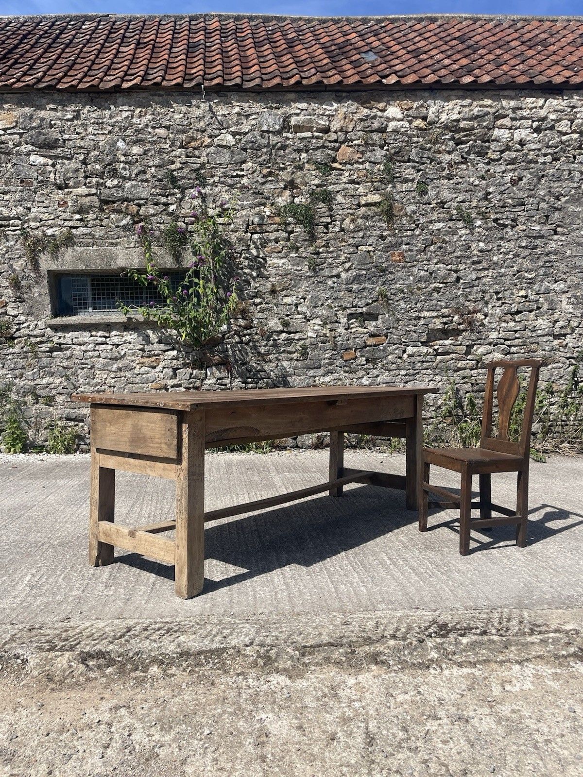 Antique French Farmhouse Rustic Refectory Kitchen Table. photo Furniture
