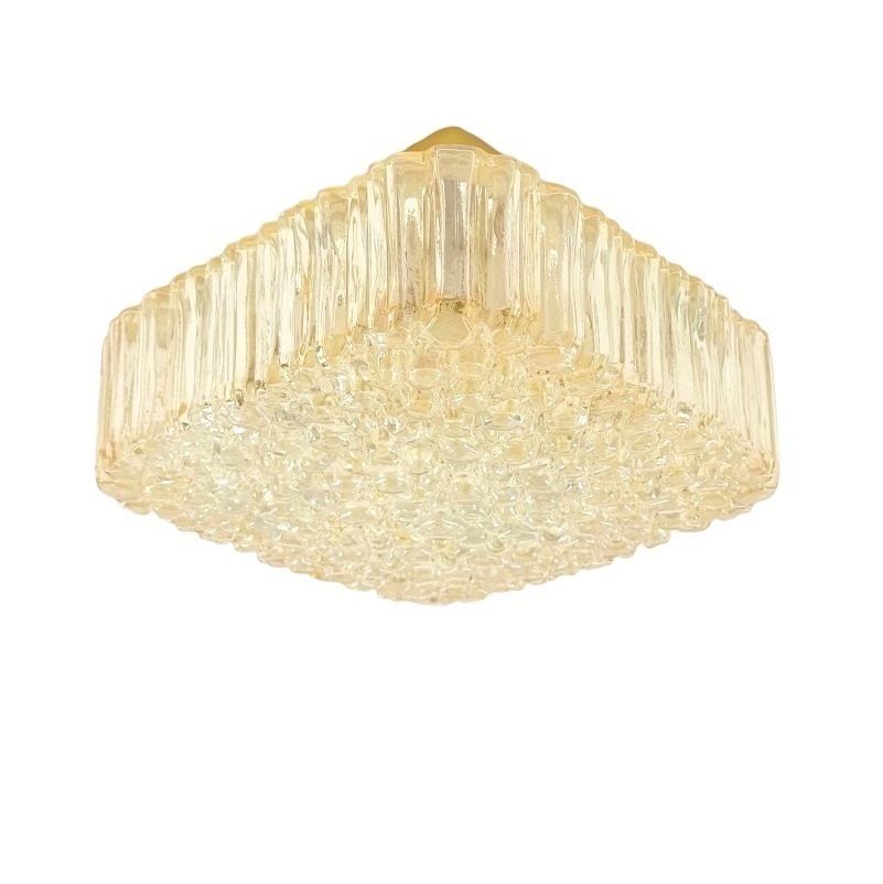 Mid Century Amber Bubble Glazen Plafondlamp Van Helena Tynell Voor Limburg, Duitsland, Jaren 1970