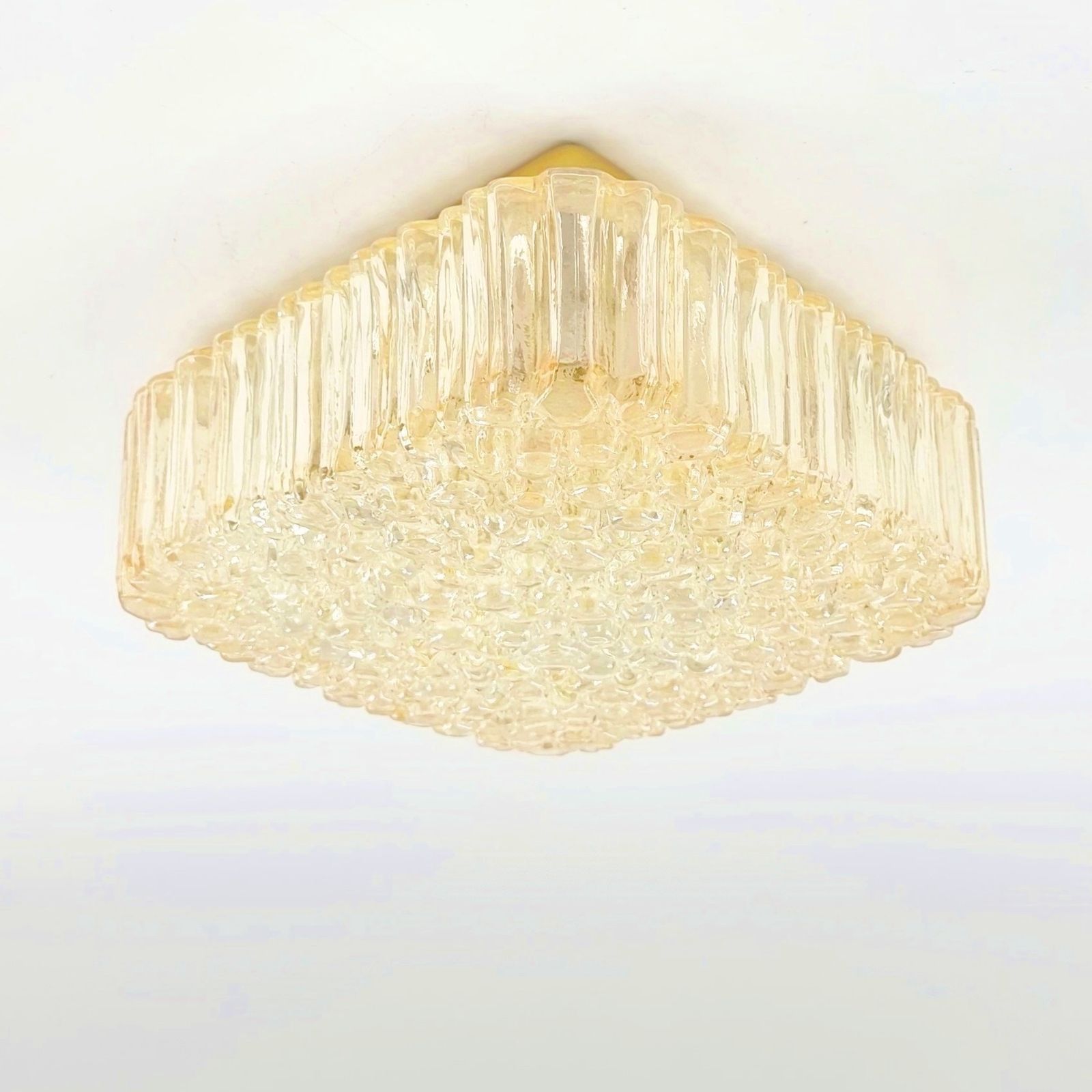 Mid Century Amber Bubble Glazen Plafondlamp Van Helena Tynell Voor Limburg, Duitsland, Jaren 1970 photo furniture