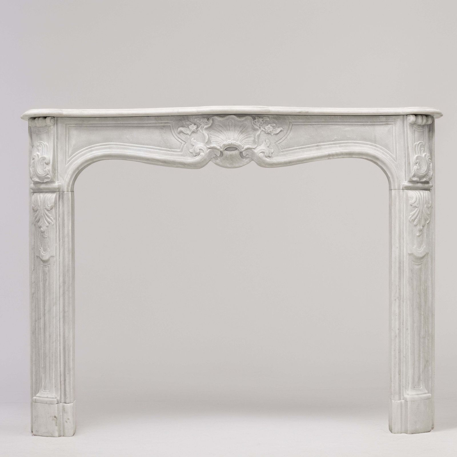 Antique Louis XV French Style Statuary Marble Fireplace