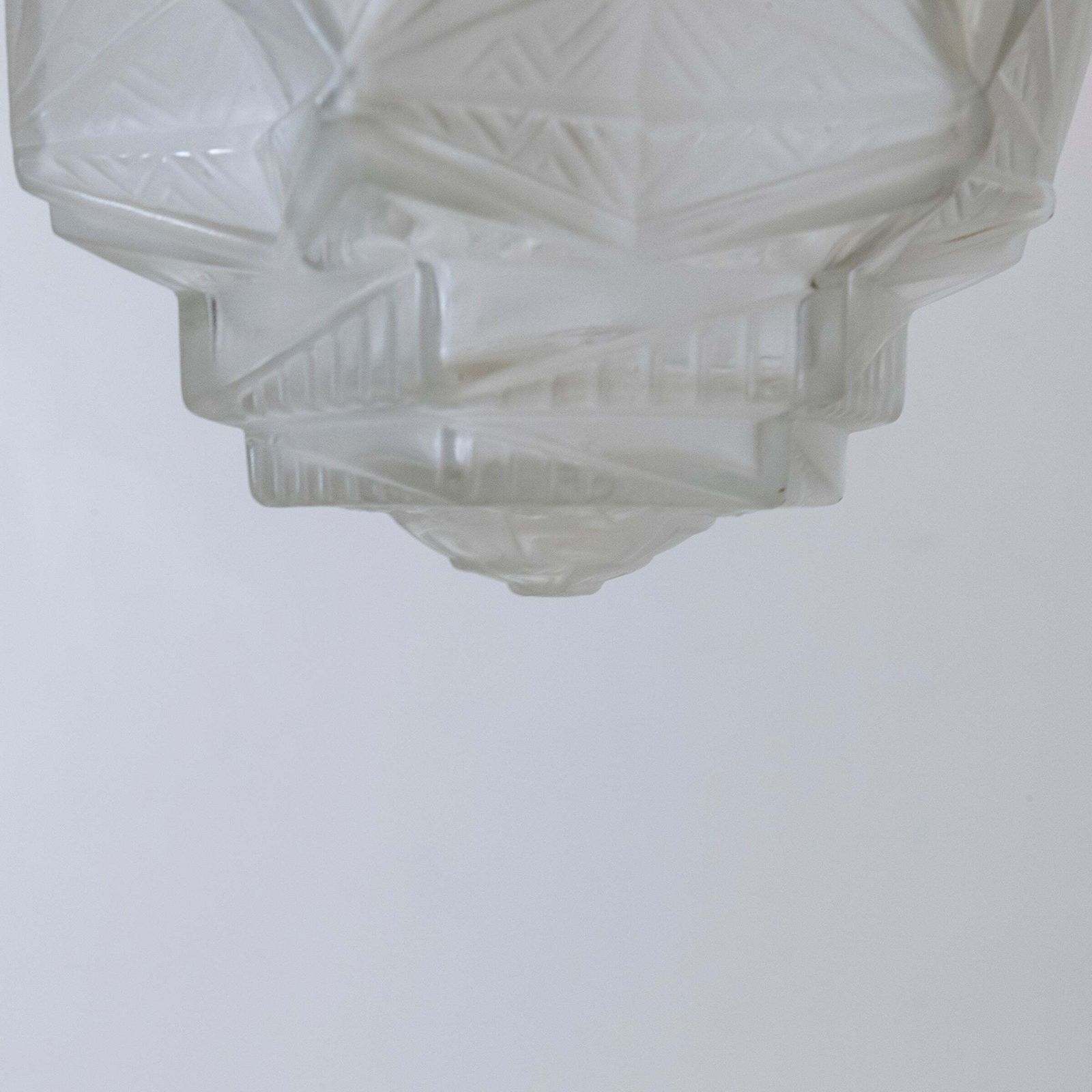 French Art Deco Pendant Light | Frosted Glass With Florals photo Lighting