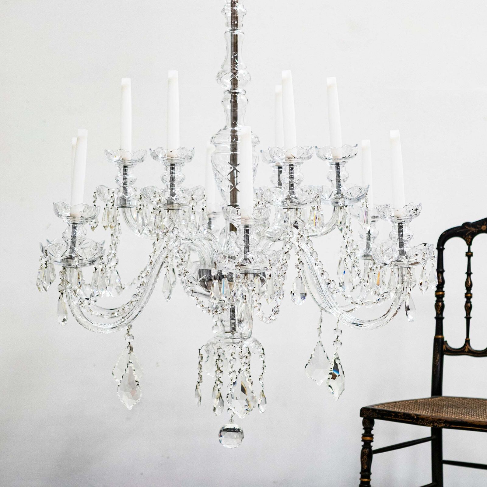 Large Antique Crystal Chandelier From Victoria Palace Theatre | Pair Available photo Lighting