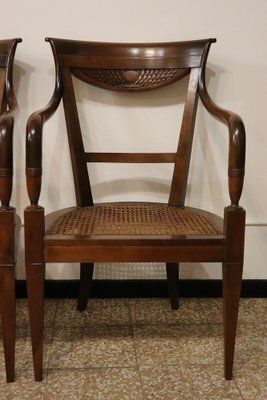 Antique Walnut And Vienna Sraw Armchairs, Set Of 2 photo 3298.0